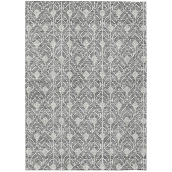 HomeRoots 5' Modern Gray Geometric Washable Area Rug for Indoor and Outdoor Spaces - Durable & Stylish Design 8' X 10' 596036