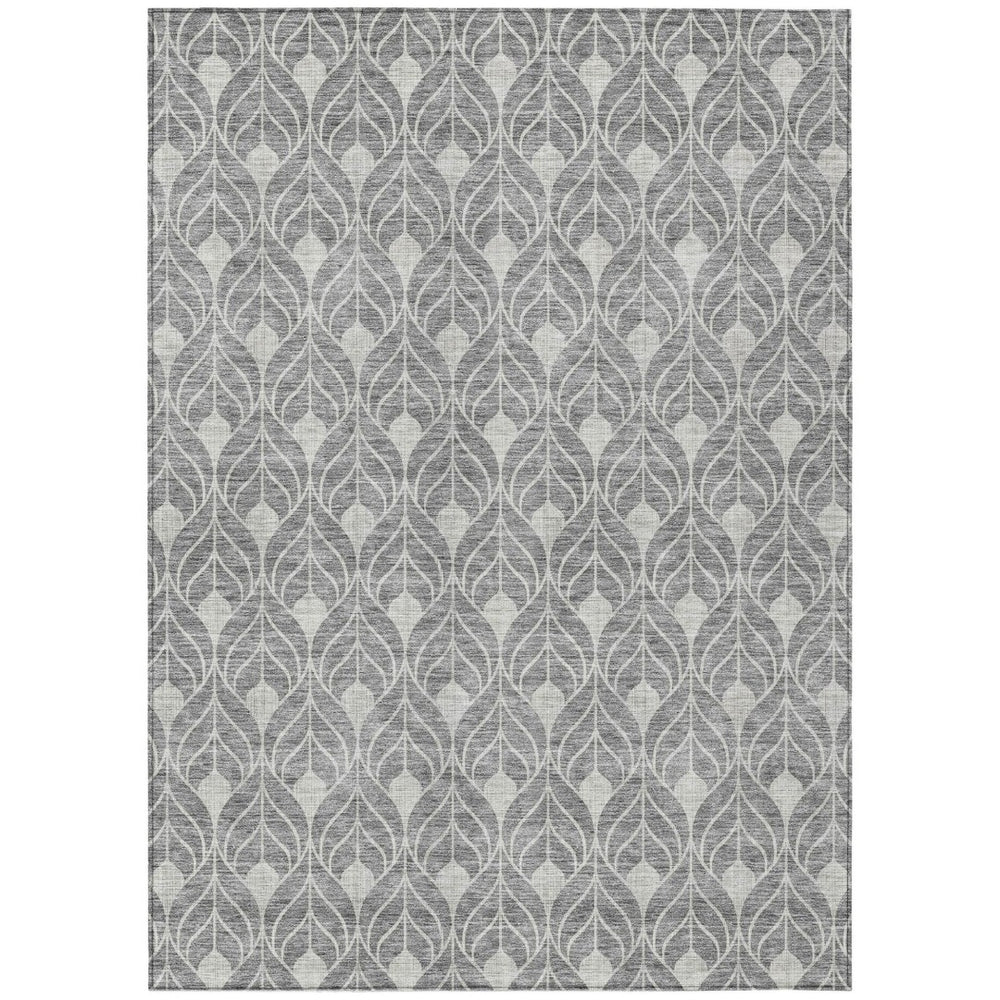 HomeRoots 9' X 12' Gray Geometric Washable Area Rug - Stylish Indoor/Outdoor Design for High-Traffic Spaces! 596037