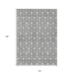 Homeroots 3' Beige And Taupe Geometric Washable Area Rug For Indoor Or Outdoor Use - Stylish And Durable 10' X 14' Polyester 596038