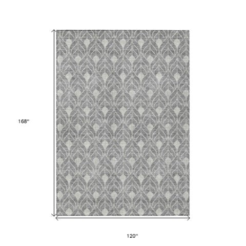 Homeroots 3' Beige And Taupe Geometric Washable Area Rug For Indoor Or Outdoor Use - Stylish And Durable 10' X 14' Polyester 596038