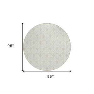 Homeroots 3' Beige And Taupe Geometric Washable Area Rug For Indoor Or Outdoor Use - Stylish And Durable 8' Round Polyester 596041