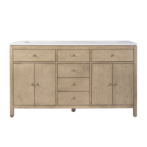 Butler Specialty Butler Nora 60-inch Double Sink Vanity Set With Quartz Top & Wood Finish – Elegant Bathroom Solution Light Brown Mdf,Acacia,Plywood,White Quartz,Ceramic,Pine,Veneers,Composite Wood 5960492-butler