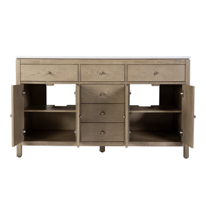 Butler Specialty Butler Nora 60-inch Double Sink Vanity Set With Quartz Top & Wood Finish – Elegant Bathroom Solution Light Brown Mdf,Acacia,Plywood,White Quartz,Ceramic,Pine,Veneers,Composite Wood 5960492-butler