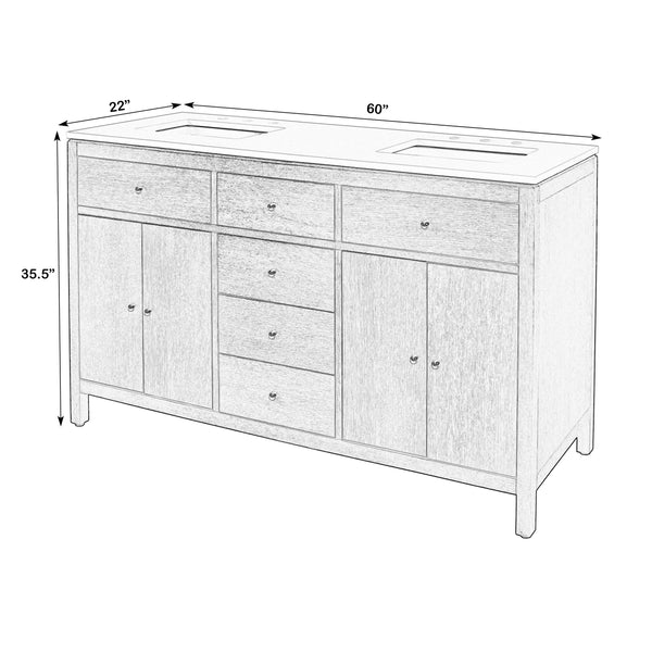 Butler Specialty Butler Nora 60-inch Double Sink Vanity Set With Quartz Top & Wood Finish – Elegant Bathroom Solution Light Brown Mdf,Acacia,Plywood,White Quartz,Ceramic,Pine,Veneers,Composite Wood 5960492-butler