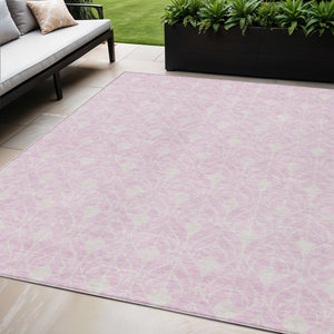 Homeroots 3' Beige And Taupe Geometric Washable Area Rug For Indoor Or Outdoor Use - Stylish And Durable 5' X 8' Polyester 596052