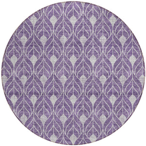 Homeroots 3' Beige And Taupe Geometric Washable Area Rug For Indoor Or Outdoor Use - Stylish And Durable 8' Round Polyester 596059