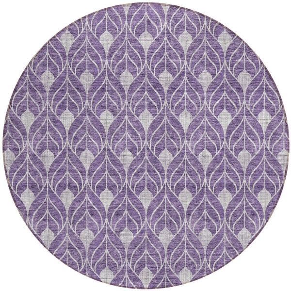 Homeroots 3' Beige And Taupe Geometric Washable Area Rug For Indoor Or Outdoor Use - Stylish And Durable 8' Round Polyester 596059