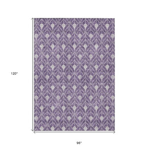 Homeroots 3' Beige And Taupe Geometric Washable Area Rug For Indoor Or Outdoor Use - Stylish And Durable 8' X 10' Polyester 596060