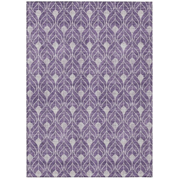 HomeRoots 5' Vibrant Purple and Ivory Geometric Washable Area Rug for Indoor and Outdoor High-Traffic Spaces 8' X 10' 596060