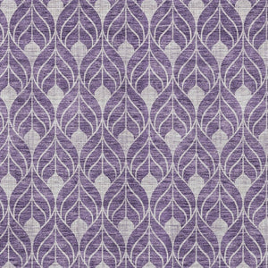 HomeRoots 5' Vibrant Purple and Ivory Geometric Washable Area Rug for Indoor and Outdoor High-Traffic Spaces 8' X 10' 596060