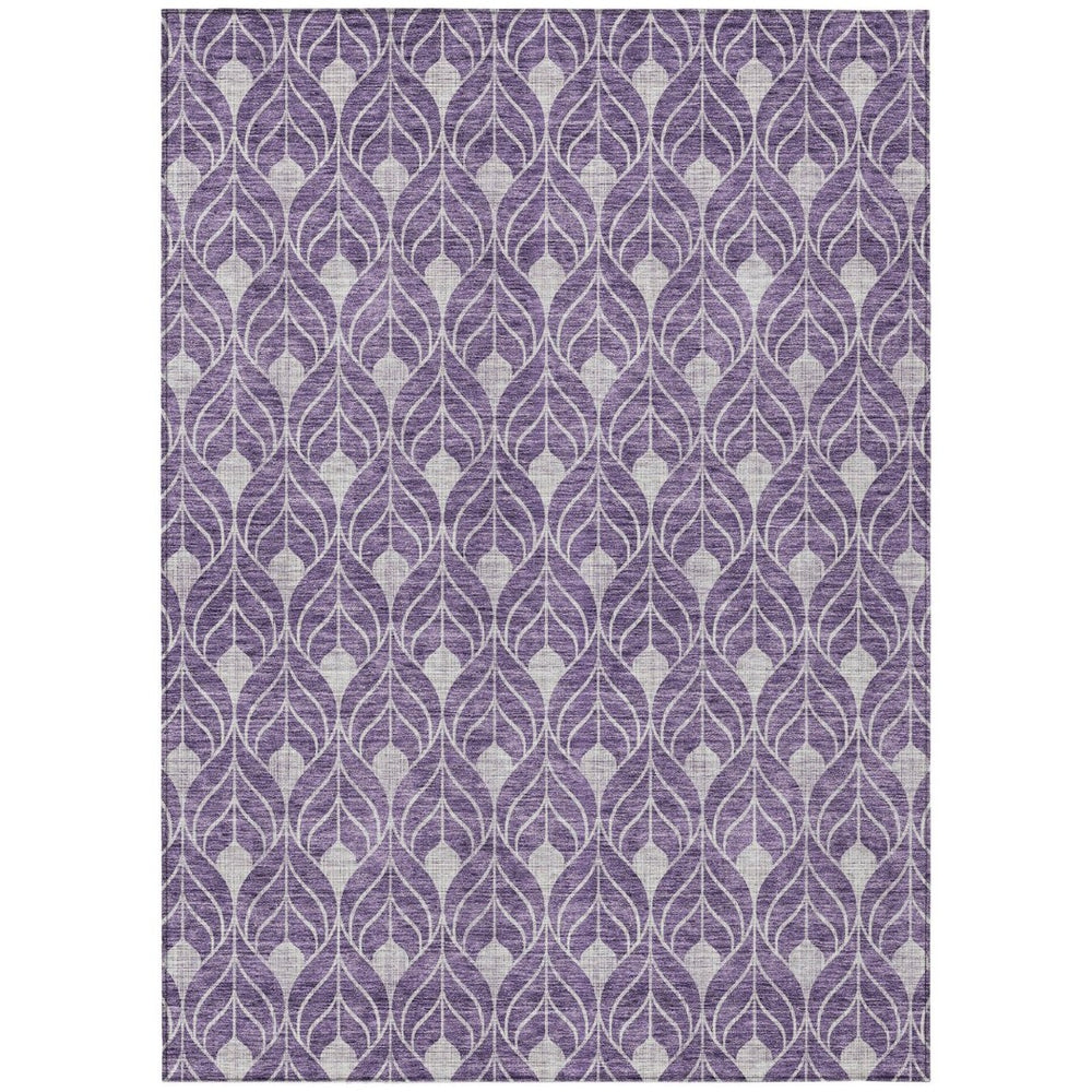 HomeRoots 9' X 12' Purple and Ivory Geometric Area Rug - Stylish, Washable, Durable for Indoor & Outdoor Use 596061