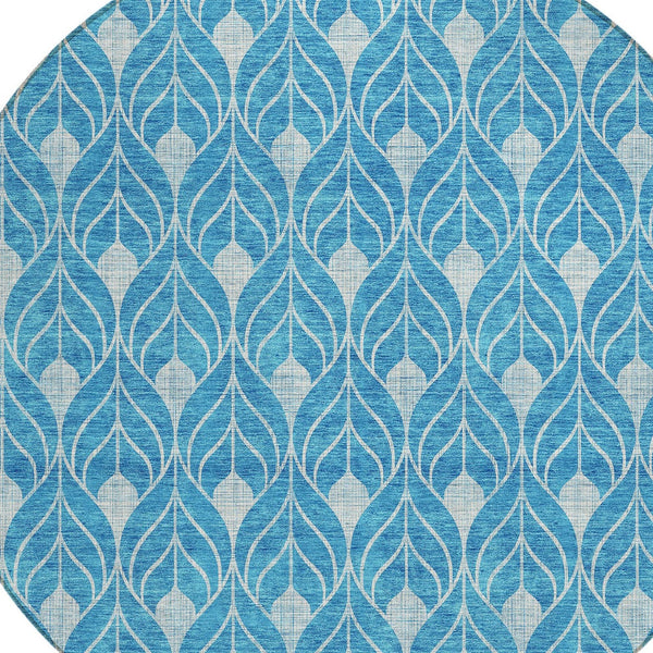 Homeroots 3' Beige And Taupe Geometric Washable Area Rug For Indoor Or Outdoor Use - Stylish And Durable 8' Round Polyester 596065