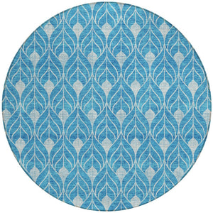 Homeroots 3' Beige And Taupe Geometric Washable Area Rug For Indoor Or Outdoor Use - Stylish And Durable 8' Round Polyester 596065