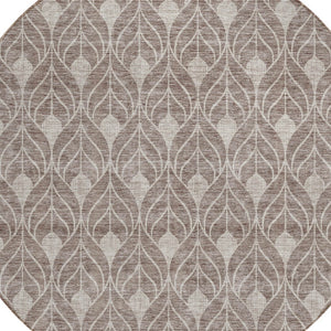 Homeroots 3' Beige And Taupe Geometric Washable Area Rug For Indoor Or Outdoor Use - Stylish And Durable 8' Round Polyester 596071