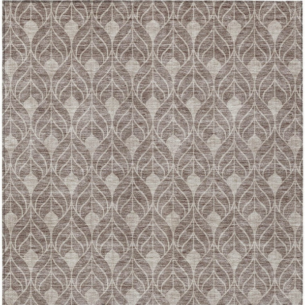 Homeroots 3' Beige And Taupe Geometric Washable Area Rug For Indoor Or Outdoor Use - Stylish And Durable 8' X 10' Polyester 596072