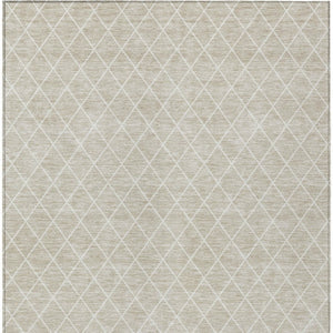 Homeroots 3' Beige And Ivory Geometric Washable Area Rug For Indoor And Outdoor Spaces - Durable Design! 3' X 5' Polyester 596075