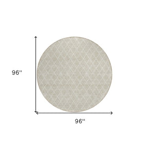 Homeroots 3' Beige And Ivory Geometric Washable Area Rug For Indoor And Outdoor Spaces - Durable Design! 8' Round Polyester 596077