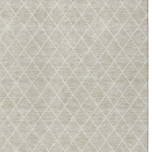 Homeroots 3' Beige And Ivory Geometric Washable Area Rug For Indoor And Outdoor Spaces - Durable Design! 9' X 12' Polyester 596079