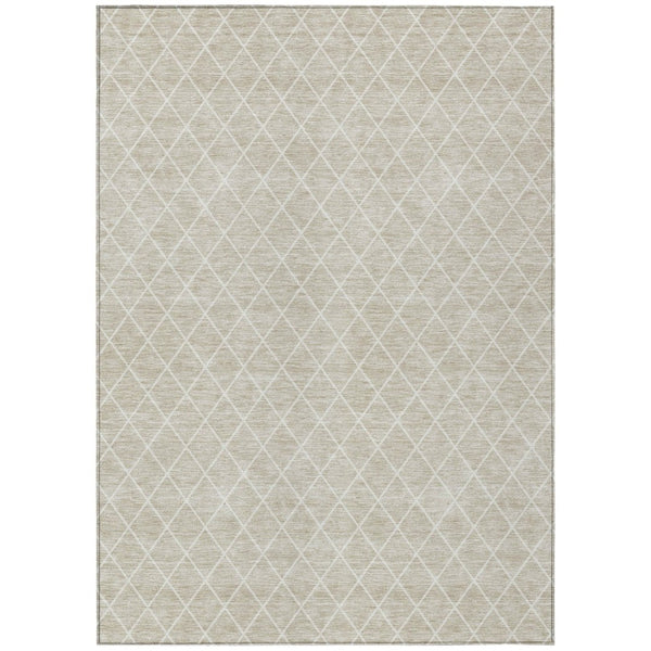 HomeRoots 5' Versatile Beige and Ivory Geometric Area Rug - Durable, Washable, Perfect for Indoor/Outdoor Use 10' X 14' 596080