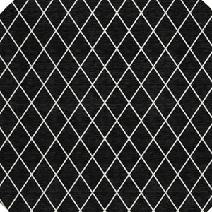 HomeRoots 5' Modern Black and Ivory Geometric Area Rug - Durable, Washable Design for Indoor and Outdoor Use 8' Round 596083