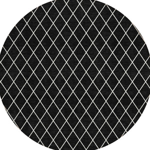 HomeRoots 5' Modern Black and Ivory Geometric Area Rug - Durable, Washable Design for Indoor and Outdoor Use 8' Round 596083