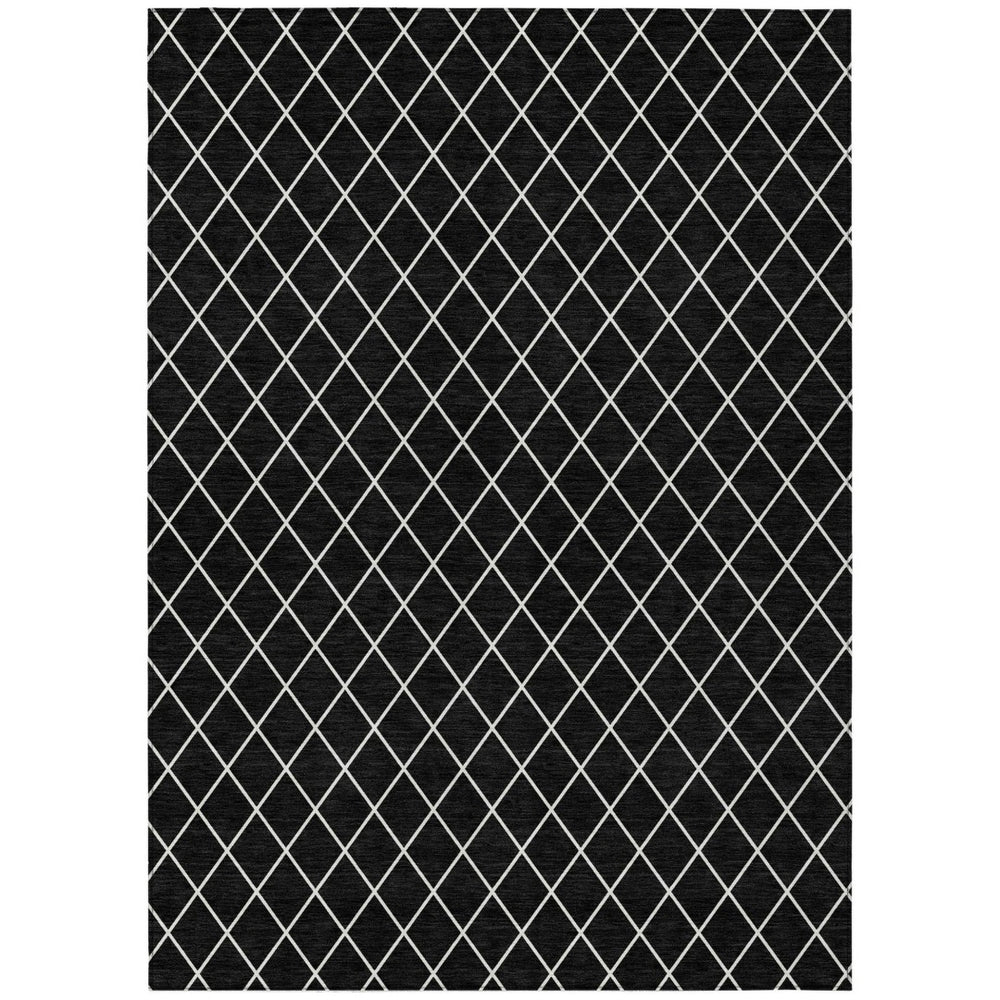 HomeRoots 9' X 12' Stylish Black and Ivory Geometric Indoor Outdoor Rug - Durable, Washable & Versatile Design 596085