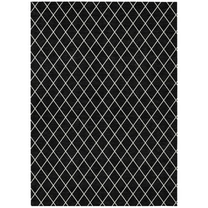HomeRoots 9' X 12' Stylish Black and Ivory Geometric Indoor Outdoor Rug - Durable, Washable & Versatile Design 596085