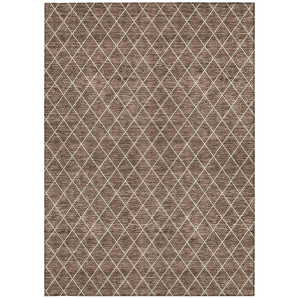 Homeroots 3' Beige And Ivory Geometric Washable Area Rug For Indoor And Outdoor Spaces - Durable Design! 10' X 14' Polyester 596092