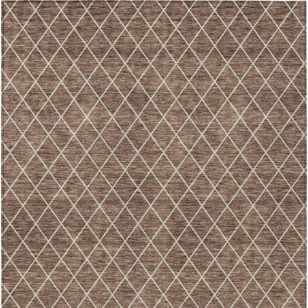 Homeroots 3' Beige And Ivory Geometric Washable Area Rug For Indoor And Outdoor Spaces - Durable Design! 10' X 14' Polyester 596092