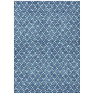 HomeRoots 5' Stylish Denim Blue and Ivory Geometric Area Rug for Indoor and Outdoor Use - Easy Care & Durable 5' X 8' 596094