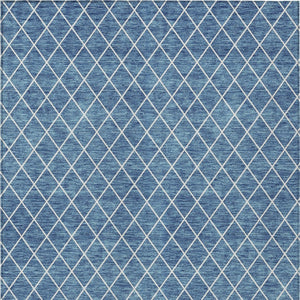 HomeRoots 5' Stylish Denim Blue and Ivory Geometric Area Rug for Indoor and Outdoor Use - Easy Care & Durable 8' X 10' 596096