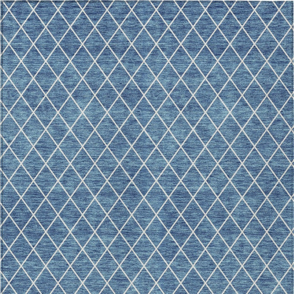 HomeRoots 5' Stylish Denim Blue and Ivory Geometric Area Rug for Indoor and Outdoor Use - Easy Care & Durable 8' X 10' 596096