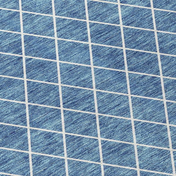 HomeRoots 5' Stylish Denim Blue and Ivory Geometric Area Rug for Indoor and Outdoor Use - Easy Care & Durable 8' X 10' 596096