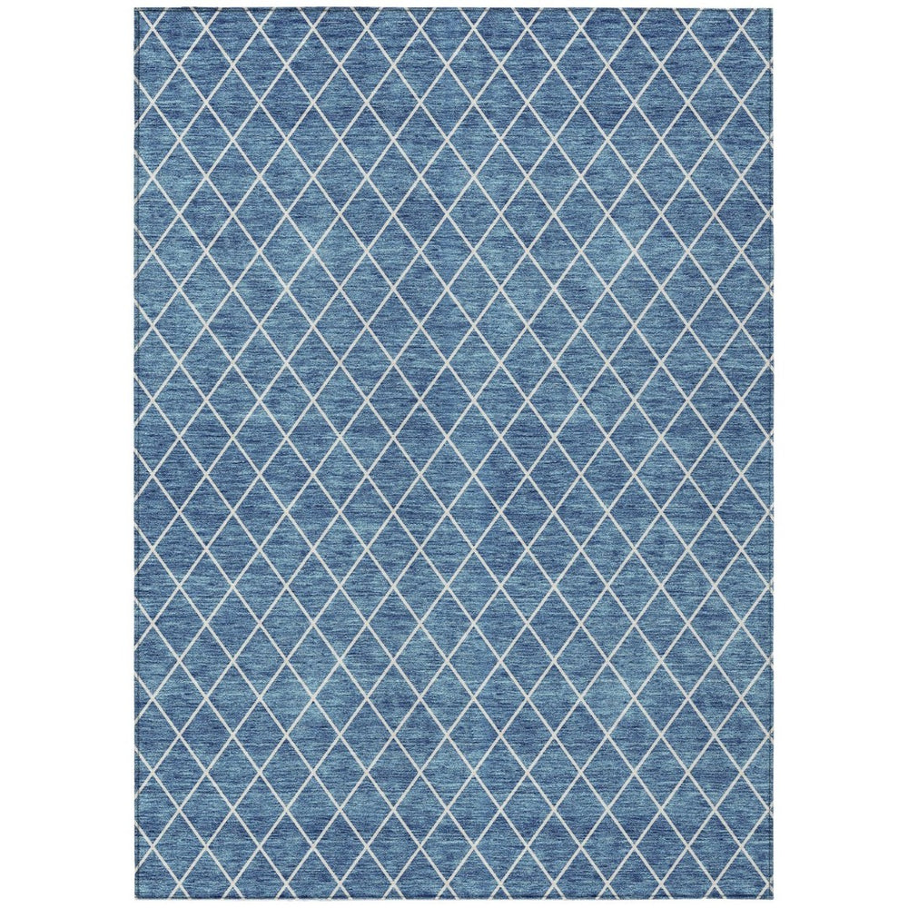 HomeRoots 9' Denim Blue and Ivory Geometric Area Rug – Stylish, Washable, Durable for Indoor/Outdoor Use 596097