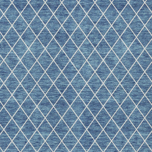 HomeRoots 9' Denim Blue and Ivory Geometric Area Rug – Stylish, Washable, Durable for Indoor/Outdoor Use 596097