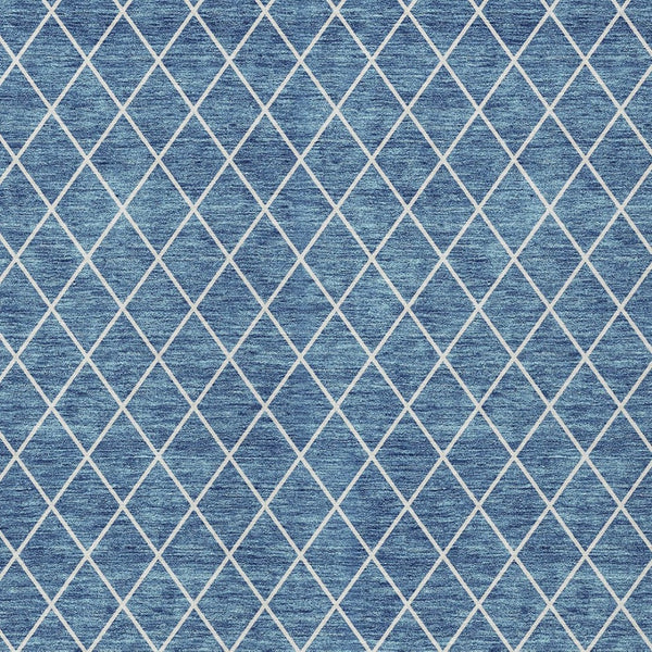 HomeRoots 9' Denim Blue and Ivory Geometric Area Rug – Stylish, Washable, Durable for Indoor/Outdoor Use 596097