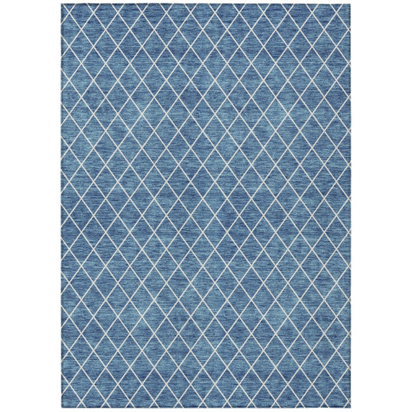 HomeRoots 5' Stylish Denim Blue and Ivory Geometric Area Rug for Indoor and Outdoor Use - Easy Care & Durable 10' X 14' 596098