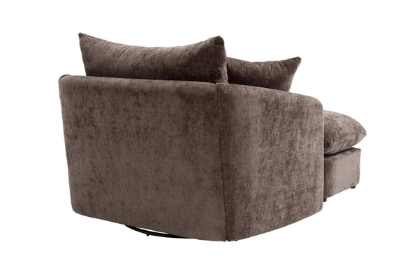 English Elm 360° 360 Swivel Oversized Chenille Armchair with Pocket Spring Seat and Three Throw Pillows Brown W1361S00049