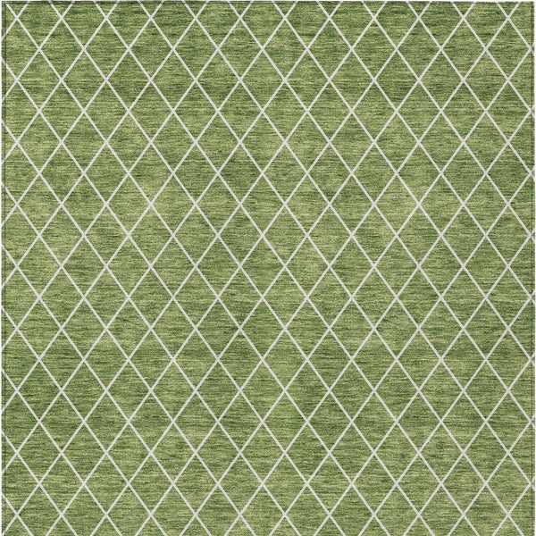 HomeRoots 5' Green and Ivory Geometric Washable Area Rug - Stylish, Durable, Indoor/Outdoor Design for Homes 5' X 8' 596100