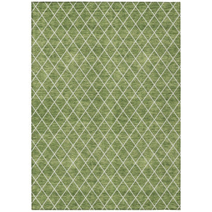 HomeRoots 5' Green and Ivory Geometric Washable Area Rug - Stylish, Durable, Indoor/Outdoor Design for Homes 8' X 10' 596102