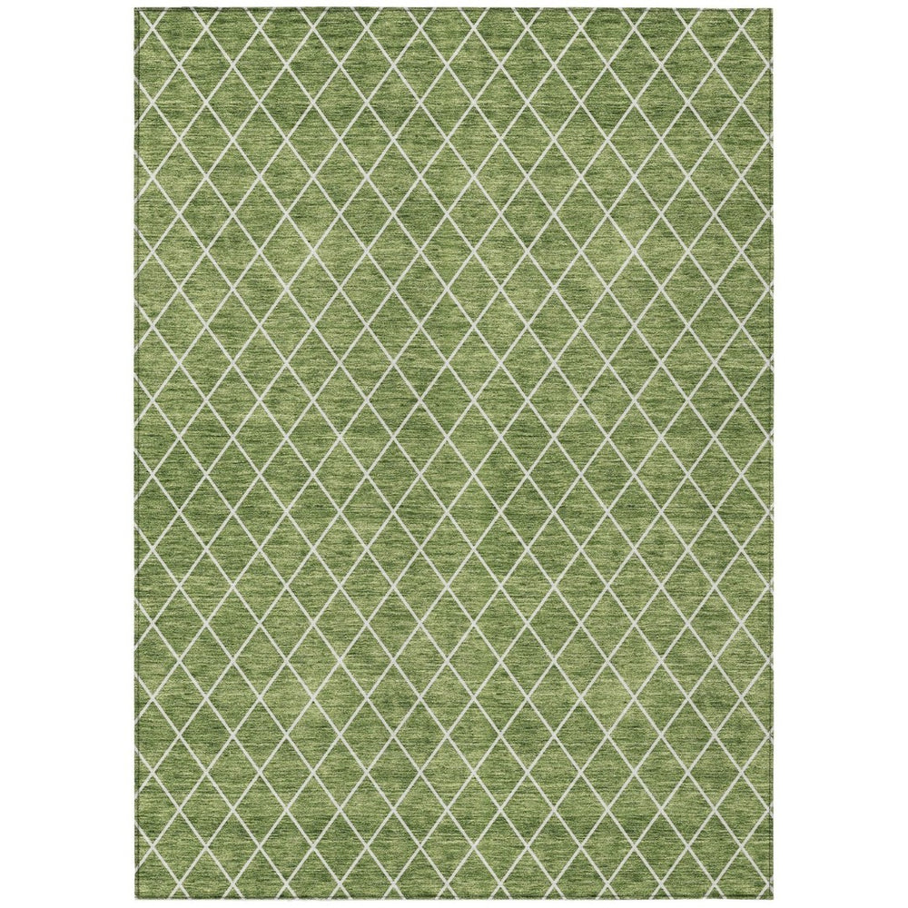 HomeRoots 9' X 12' Washable Green and Ivory Geometric Area Rug - Durable, Versatile, Perfect for Indoor/Outdoor Use 596103