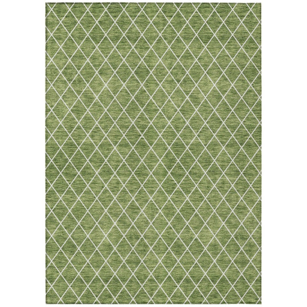 HomeRoots 9' X 12' Washable Green and Ivory Geometric Area Rug - Durable, Versatile, Perfect for Indoor/Outdoor Use 596103
