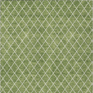 HomeRoots 5' Green and Ivory Geometric Washable Area Rug - Stylish, Durable, Indoor/Outdoor Design for Homes 10' X 14' 596104