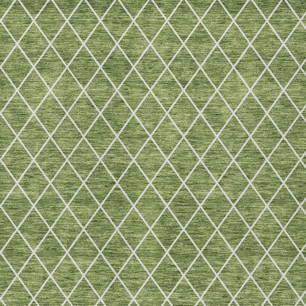 HomeRoots 5' Green and Ivory Geometric Washable Area Rug - Stylish, Durable, Indoor/Outdoor Design for Homes 10' X 14' 596104