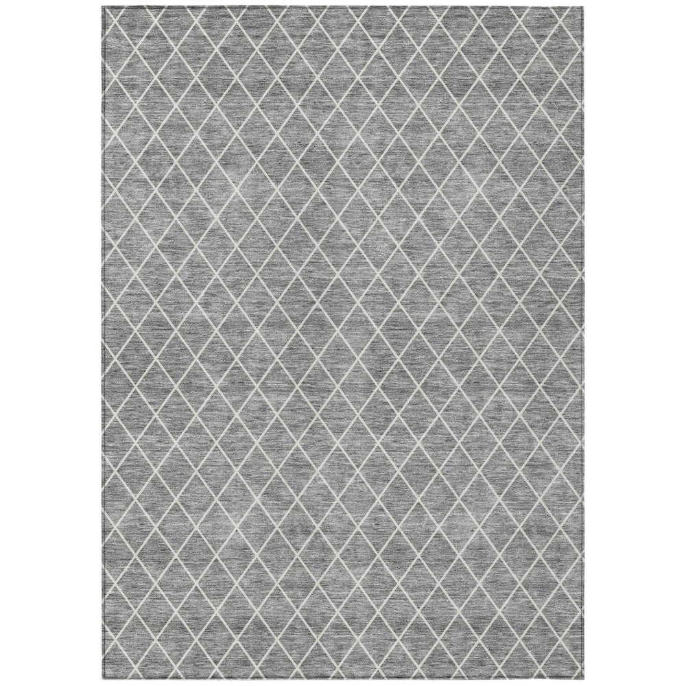 HomeRoots 5' Gray and Ivory Geometric Area Rug – Stylish, Washable Indoor/Outdoor Rug for High-Traffic Homes 8' X 10' 596108