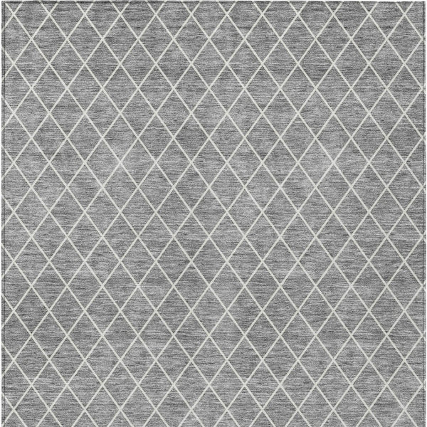 HomeRoots 9' X 12' Gray And Ivory Geometric Washable Rug - Stylish, Durable & Versatile for Indoor/Outdoor Spaces 596109