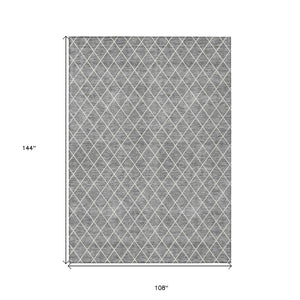 HomeRoots 9' X 12' Gray And Ivory Geometric Washable Rug - Stylish, Durable & Versatile for Indoor/Outdoor Spaces 596109