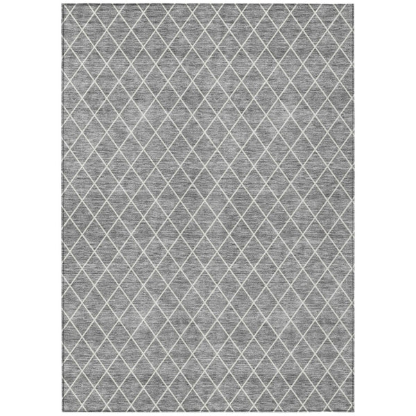 HomeRoots 9' X 12' Gray And Ivory Geometric Washable Rug - Stylish, Durable & Versatile for Indoor/Outdoor Spaces 596109