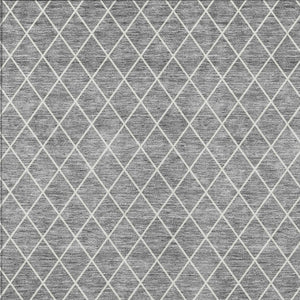 HomeRoots 9' X 12' Gray And Ivory Geometric Washable Rug - Stylish, Durable & Versatile for Indoor/Outdoor Spaces 596109