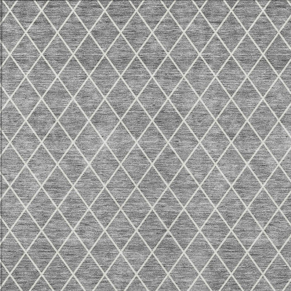 HomeRoots 9' X 12' Gray And Ivory Geometric Washable Rug - Stylish, Durable & Versatile for Indoor/Outdoor Spaces 596109